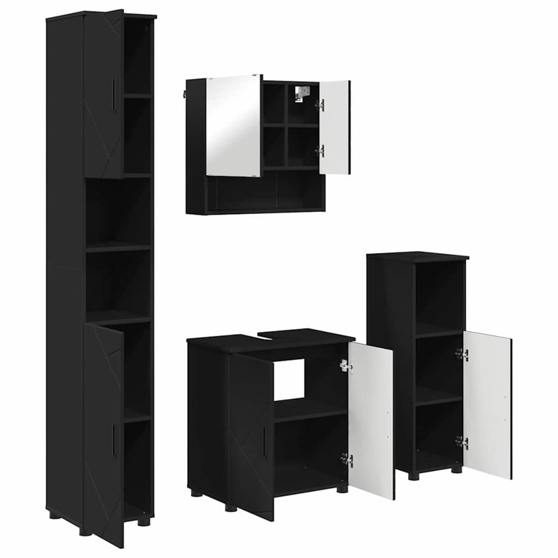 Bathroom Storage Furniture Set, Black