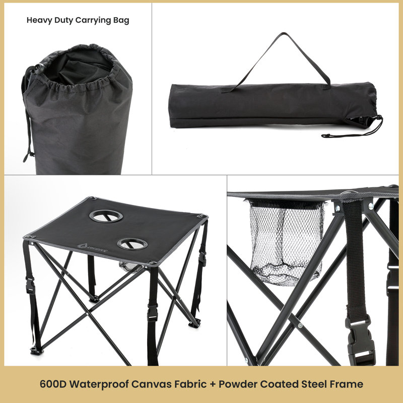 Charcoal Black Heavy-Duty Steel Frame Folding Camping Table
