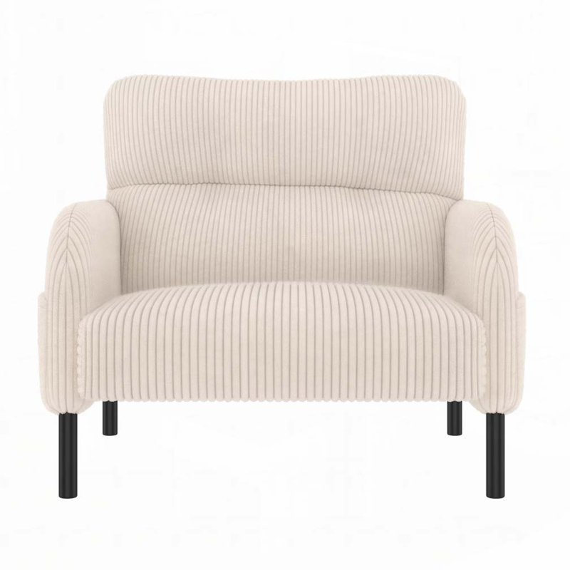 Corduroy Fabric Accent Armchair, Beige