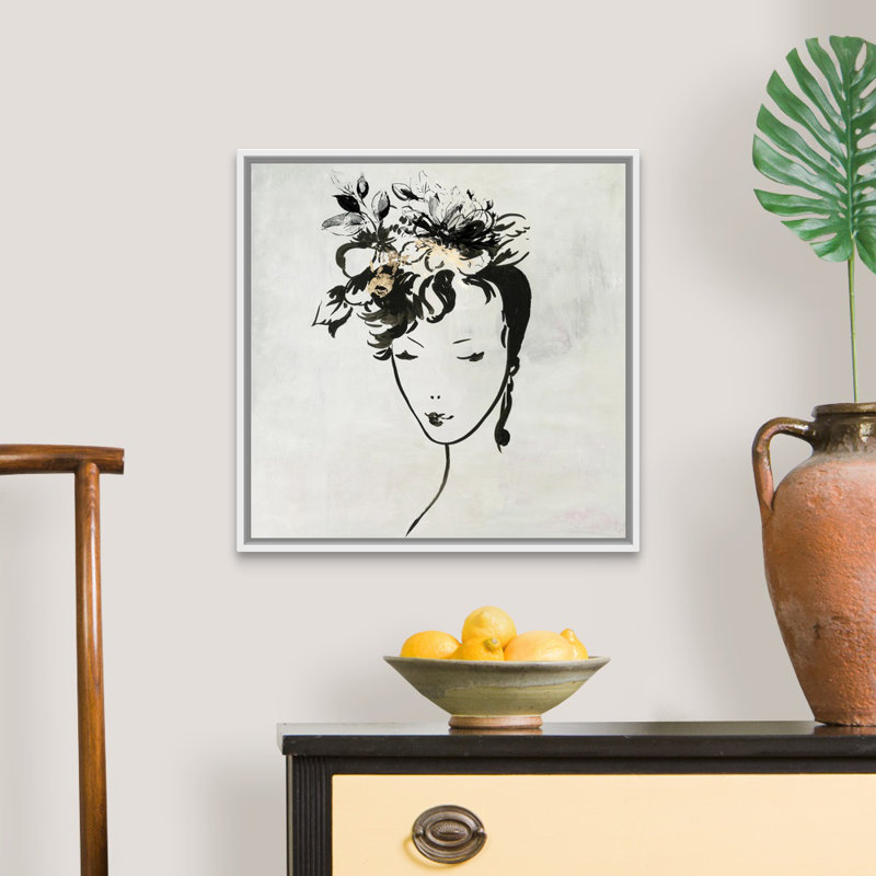 Reproduction d’art sur toile, "féminin III" par Aimee Wilson, Cadre blanc, H 22 po x l 22 po x P 1,75 po