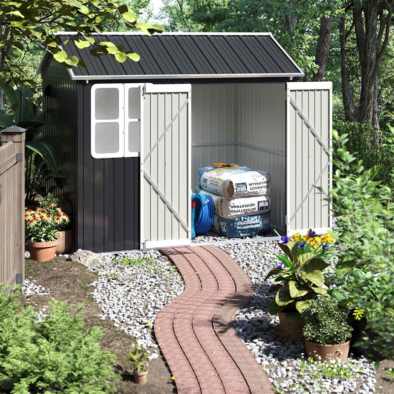 8.5ft W x 5.4ft D Metal Garden Shed