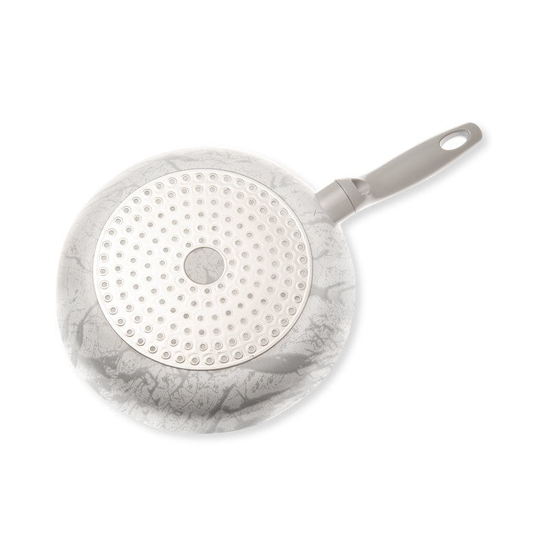 Metro Lane Motley Non-Stick Aluminum Wok with Lid, White Marble