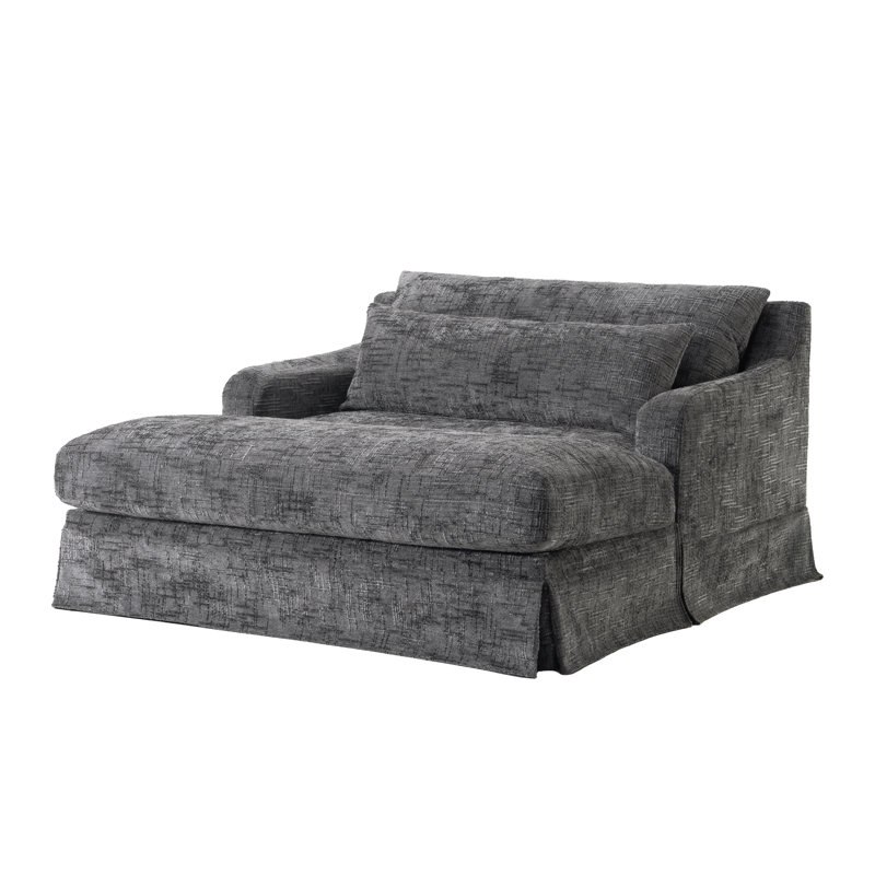 Causeuse-lit en chenille 59,5 po avec coussins Taryn, Gris