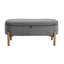 Banc de rangement avec assise rembourrée en velours côtelé gris et pieds en bois massif-1348906104