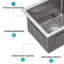 Évier encastré en acier inoxydable de 33 cm (13 po) pour cuisine, 33 x 38 x 23 cm (13 x 15 x 9 po), calibre 16, cuve unique de 23 cm (9 po) de profondeur, finition nickel brossé