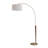 Scalloped 1-Light Arc Floor Lamp - Walnut, Weathered Brass, White Linen, Diffuser, Dimmer
