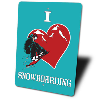 «I Love Snowboarding», panneau en aluminium