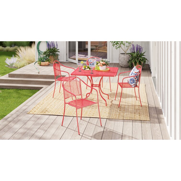 Fremtrædende Ewell overdrive Zipcode Design™ Malbon 35.5'' Square Indoor-Outdoor Steel Patio Table Set  with 4 Round Back Chairs & Reviews | Wayfair