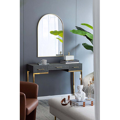 Miroir d'appoint 24 "x 36" avec cadre en métal doré pour salle de bain, chambre à coucher, mur de vestibule