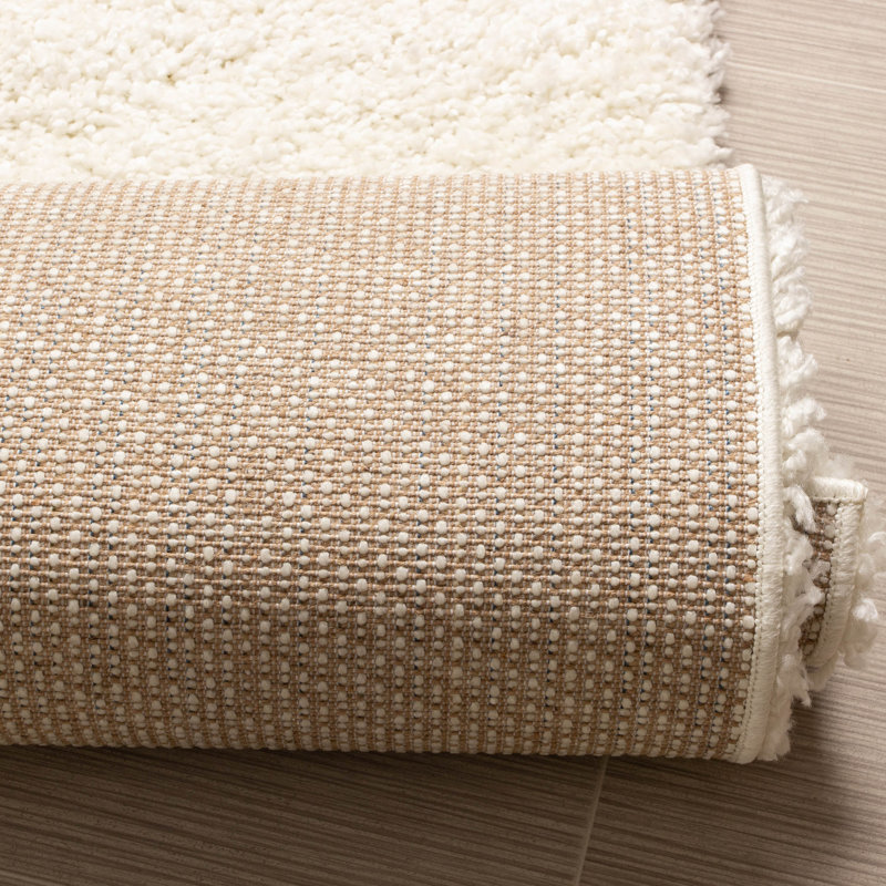 Tapis blanc à poils longs Deardorff, Rectangle 4 pi x 6 pi