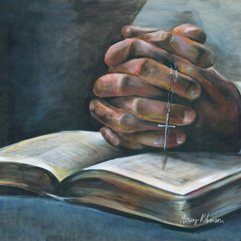 Hands Praying - Wrapped Canvas Painting, 122cm H x 122cm W x 3.8cm D