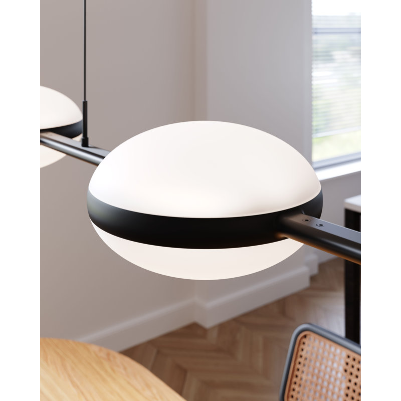Luminaire suspendu linéaire à 3 lumières à DEL Pillow, Noir