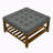 Upholstered  34.25"Square Coffee Table with Beech Wood Shelf and Frame-1281797763