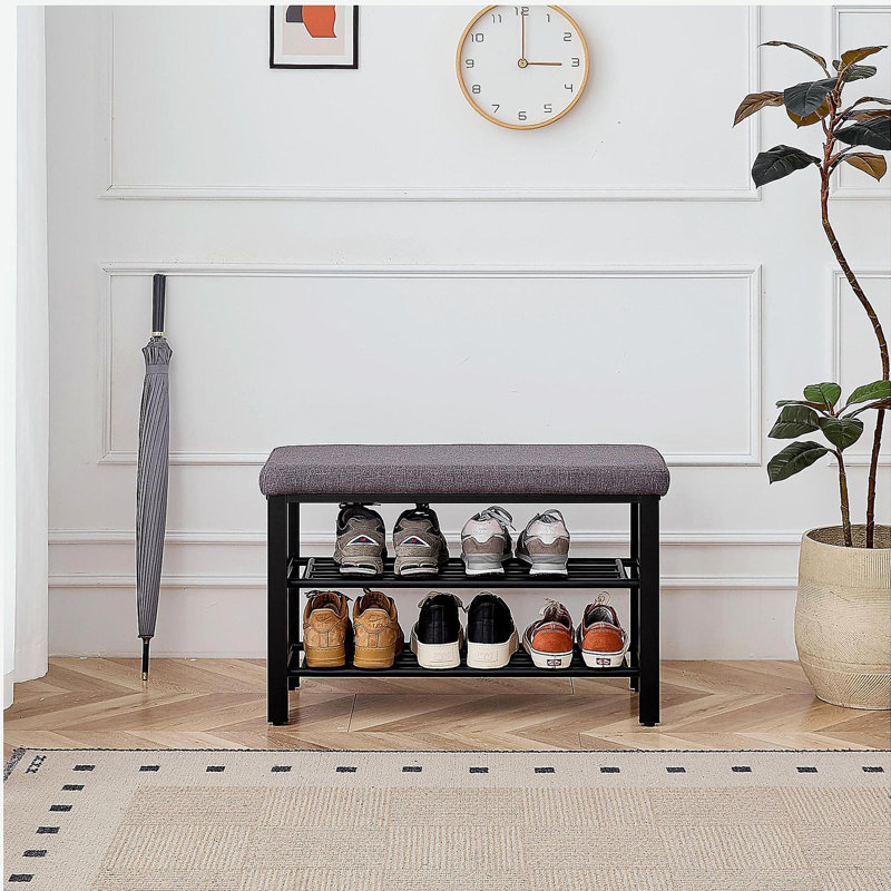 Banc à chaussures, banc de rangement, banc d'entrée avec coussin, étagère à chaussures avec siège