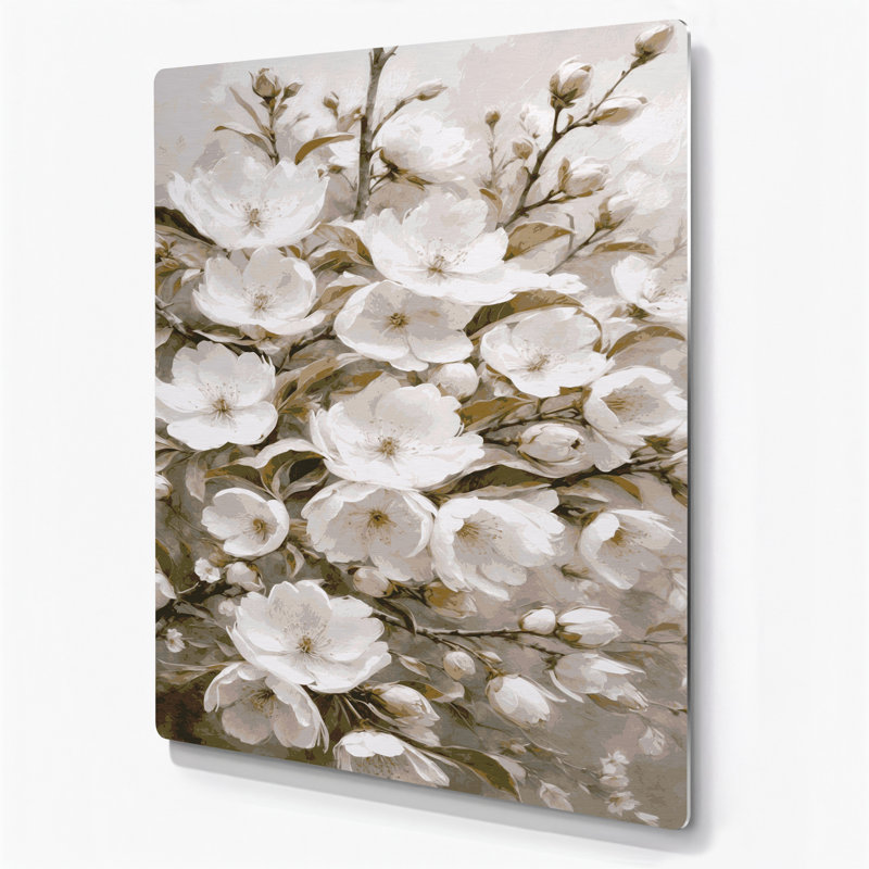 Watercolor Botanical 90 Beige Metal Wall Art, 18" H x 12" W