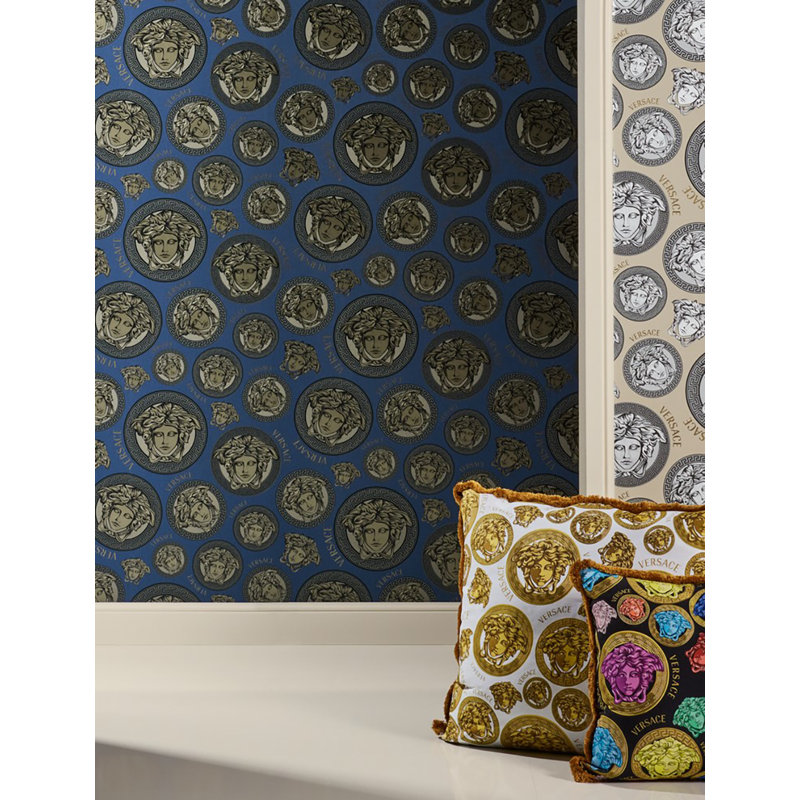 Versace Midnight Sky Monarch Unpasted Vinyl Wallpaper, Navy