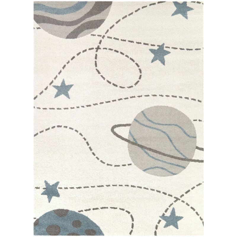 Astrid Rectangle Geometric Polypropylene Plastic Rug, Rectangle 4'4" x 6', Cream