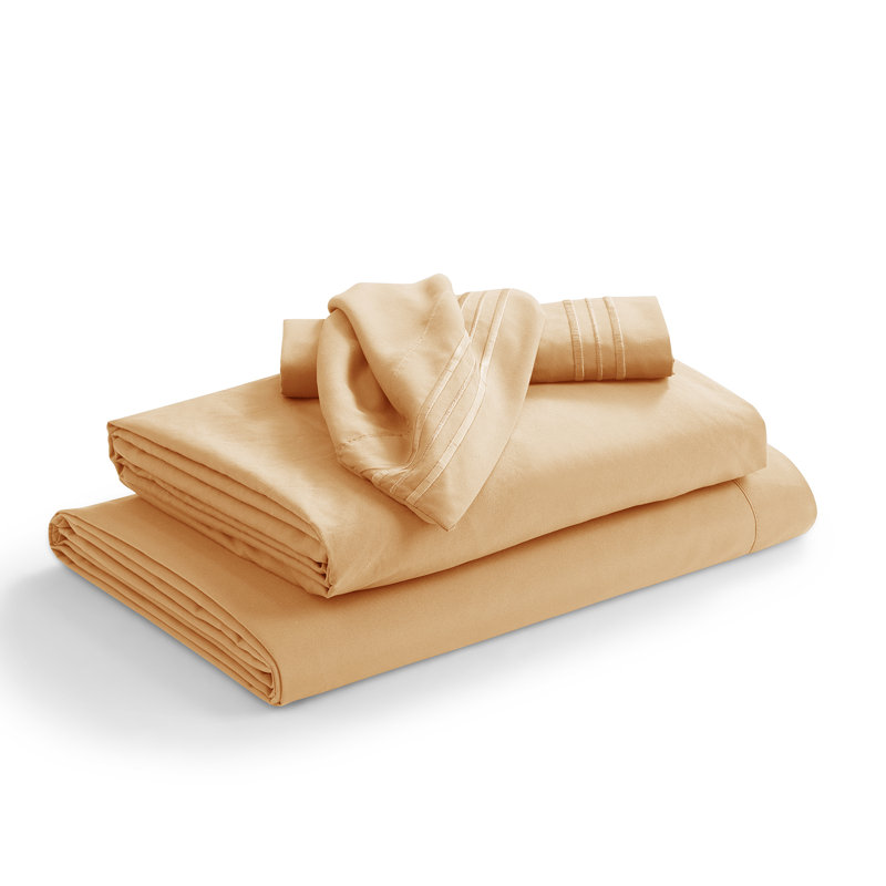 1800 Series Double-Brushed Microfiber Hypoallergenic Sheet Set, Light Orange, California King Sheet Set with 2 Pillowcases