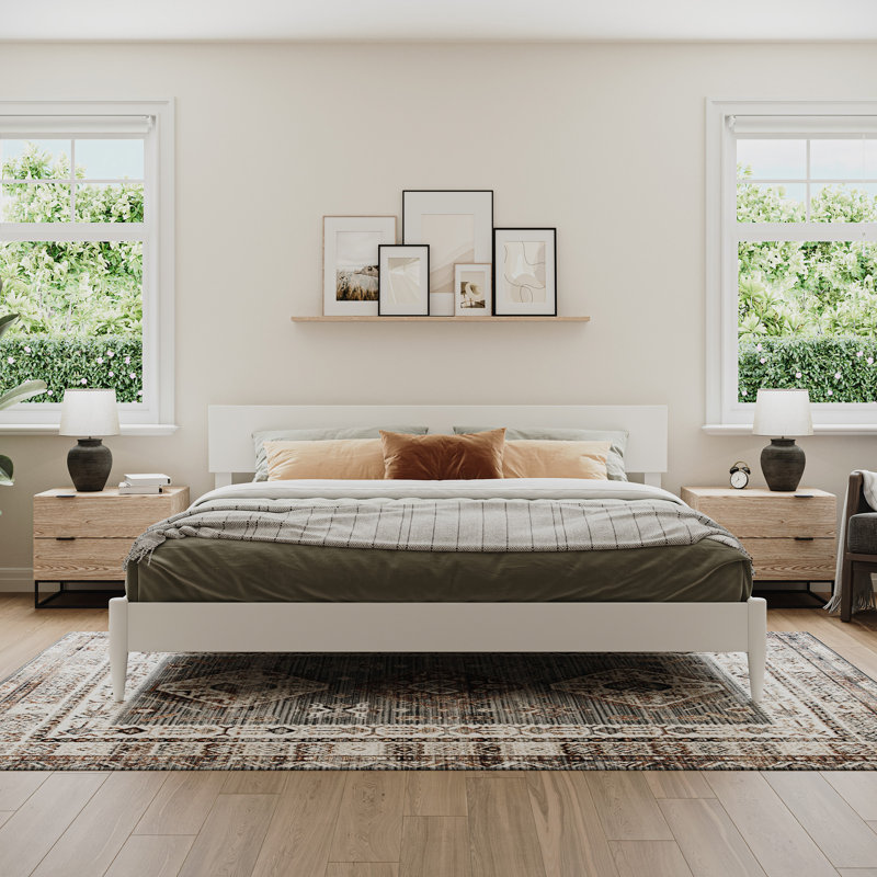 Amandaleigh Solid Wood Panel Bed, White, King