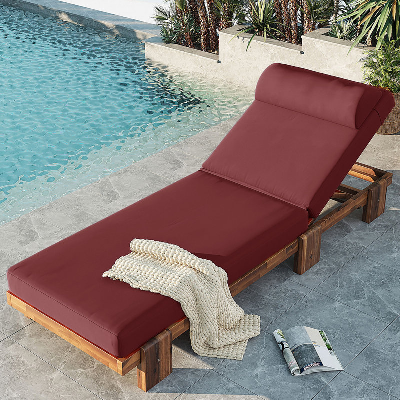Chaise longue d'extérieur résistante à la rouille, coussin inclus, Rouge