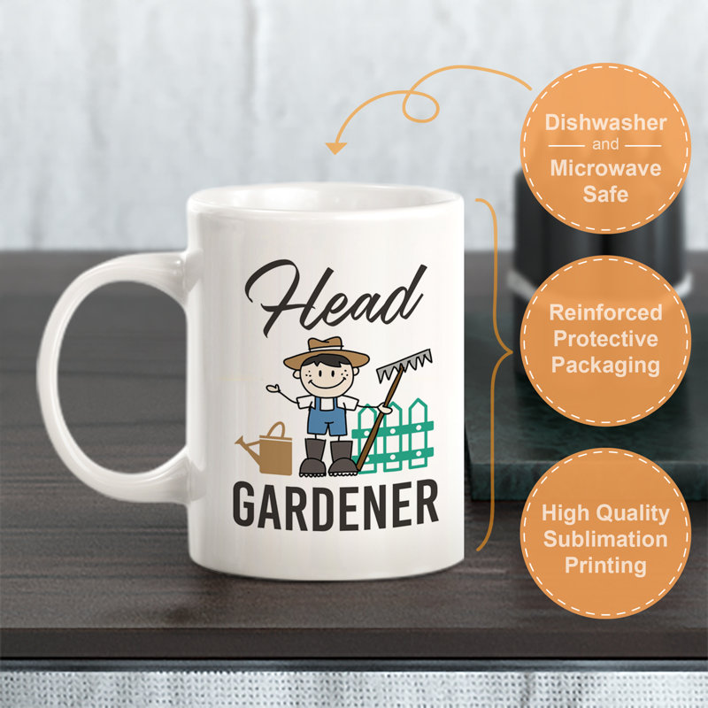 Tasse à café 11 oz Head Gardener, Ensemble de verres à lait, Céramique