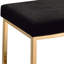 Banc noir en fausse fourrure avec assise moelleuse et base champagne élégante