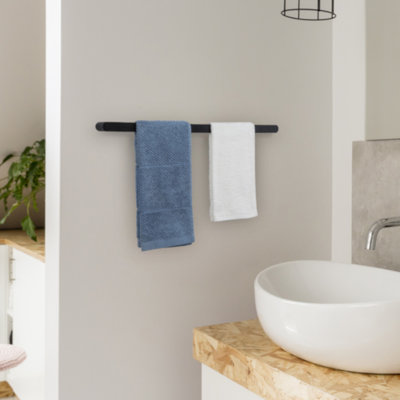 Premium 58.4cm Black Bathroom Wall Mounted Towel Bar