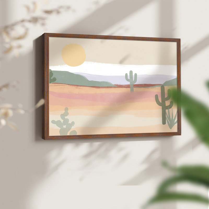 Cactus Plateau II -Framed Print - Restickable, Noyer, H 11 po x l 14 po
