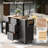 Rolling Kitchen Island With Storage, Black Kitchen Cart With Rubber Wood Top, 3 Drawer, 2 Shelf, Spice Rack, And Tower Rack On Wheels | Gift Idea-1071700610