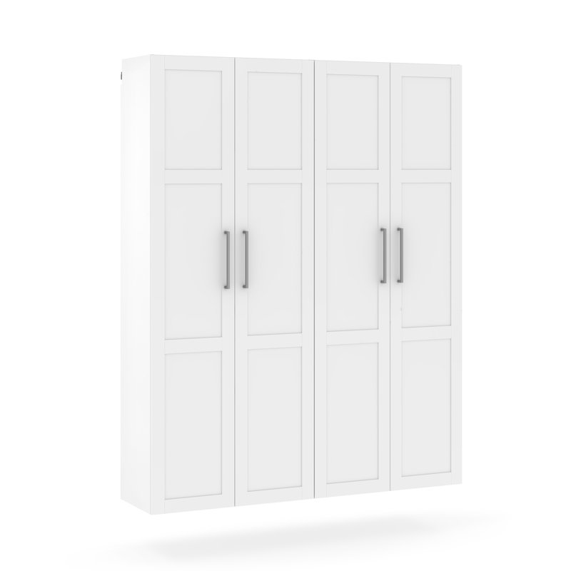 Garage Core 2 Shallow Cab W/Doors In White, 83.07"H x 67.72"W x 16.22"D