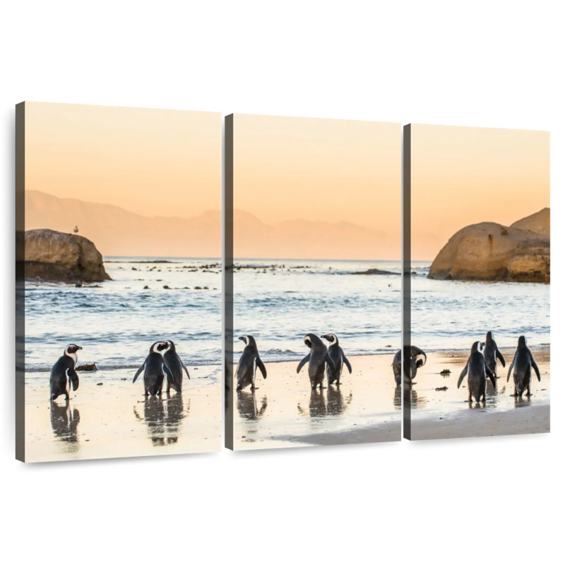 Pingouins bruns sur la côte, H 28 po x l 45 po