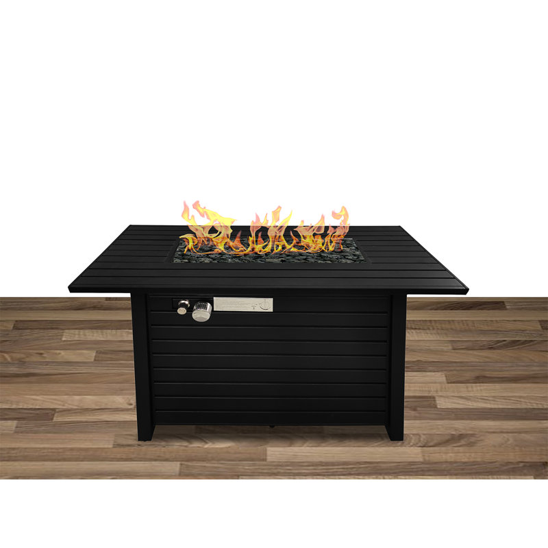 Steel Propane/Natural Gas Outdoor Fire Pit Table With Lid, Black