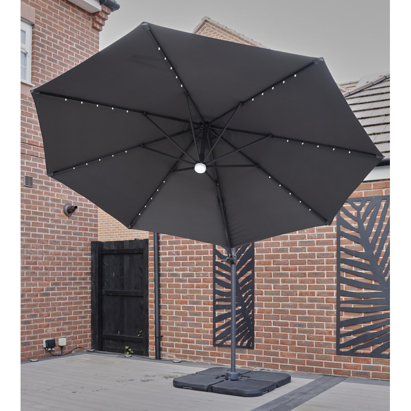 Adesubomi 300cm Lighted Cantilever Parasol, Grey