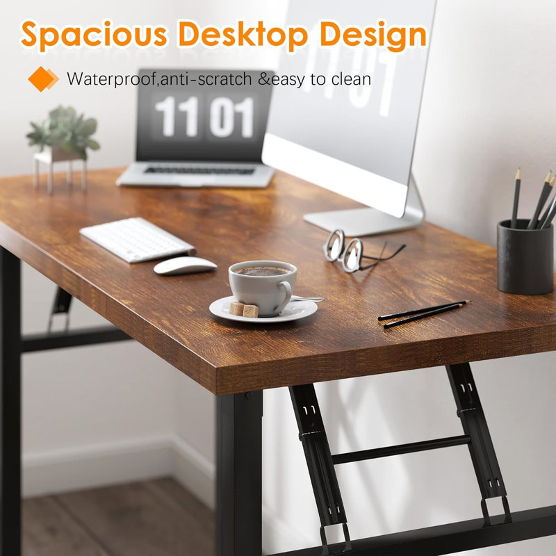 Small Computer Desk 31.5 Inches Folding Table No Assembly Sturdy Small Writing Desk Folding Desk For Small Spaces