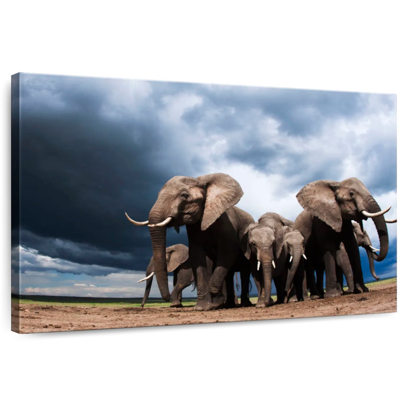 Brampt Elephants Grazing, 34" H x 51" W