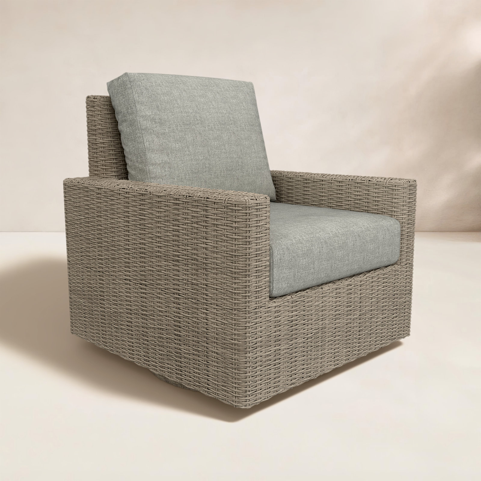 Outdoor Swivel Chair With Sunbrella Cushions, Canvas Granite, Solid Color