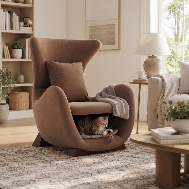 Chaise d'appoint moderne en polyester avec espace pour animaux / rangement - capacité de 330 lb, chaise longue de salon, design élégant et durable