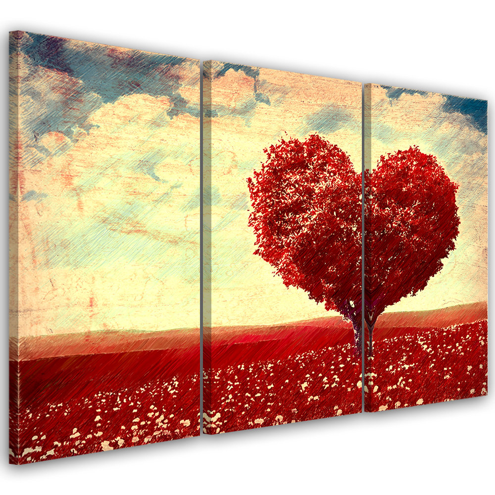 Leinwandbild Red Heart Tree Landscape