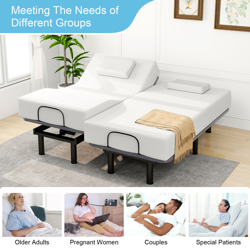 Harlequin Massaging Zero Gravity Adjustable Bed with Wireless Remote, Split King