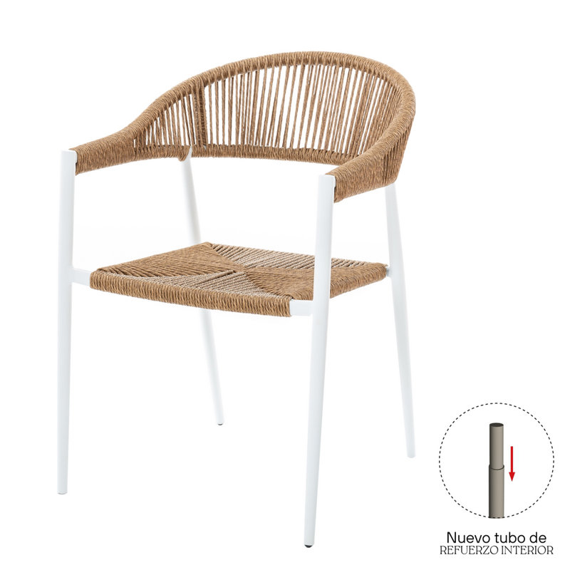 Welke Patio Dining Armchair with Cushion, White