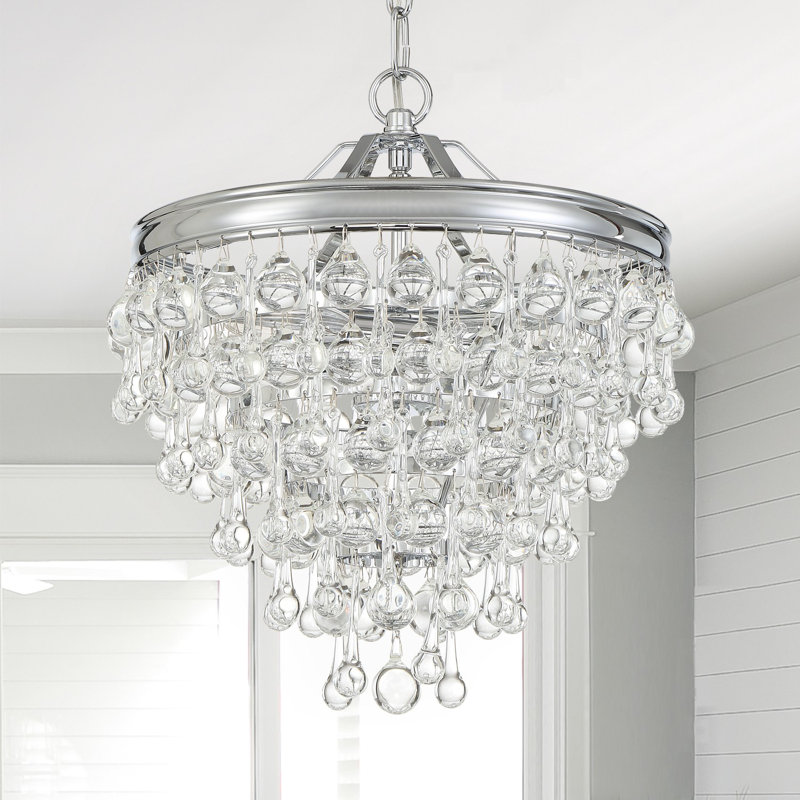 Omalley 3 - Light Tiered Pendant with Crystal Accents, Chrome