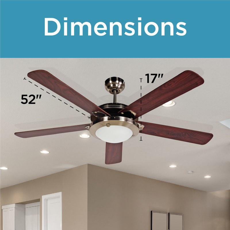 Ventilateur de plafond à 5 pales de 52 po BCF52 Series avec ensemble d'éclairage inclus, Télécommande