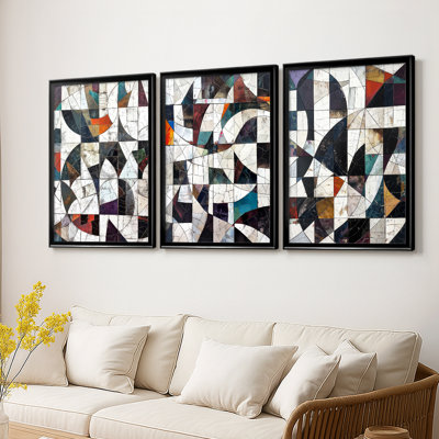 ABSTRACT Series LXI - Toile tendue avec châssis sur mesure - 3 pièces