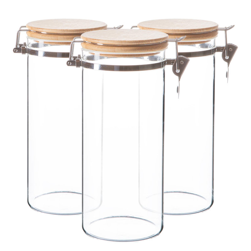 Glass Canister - Set of 6, 23.5cm H x 10cm W x 10cm D