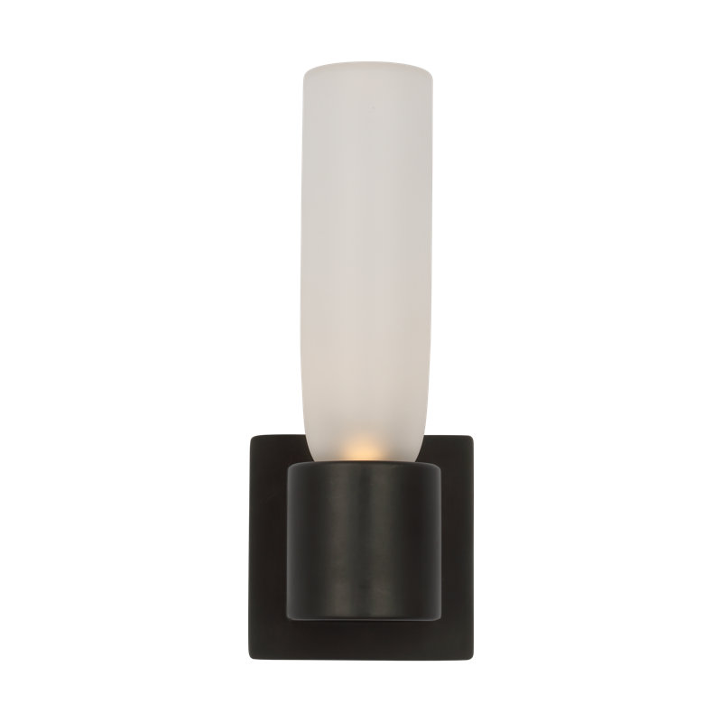 Kelly Wearstler Volver 1-light Medium Single Sconce in Bronze with Clear Etched Glass shade, 11.6" H x 3.7" W x 4.5" D