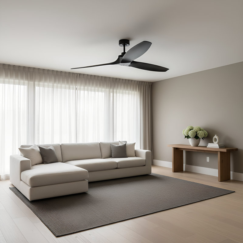  Collins Smart 70 Indoor Ceiling Fan with Threaded Downrod, Midnight Black blades and Handheld Remote, Midnight Black