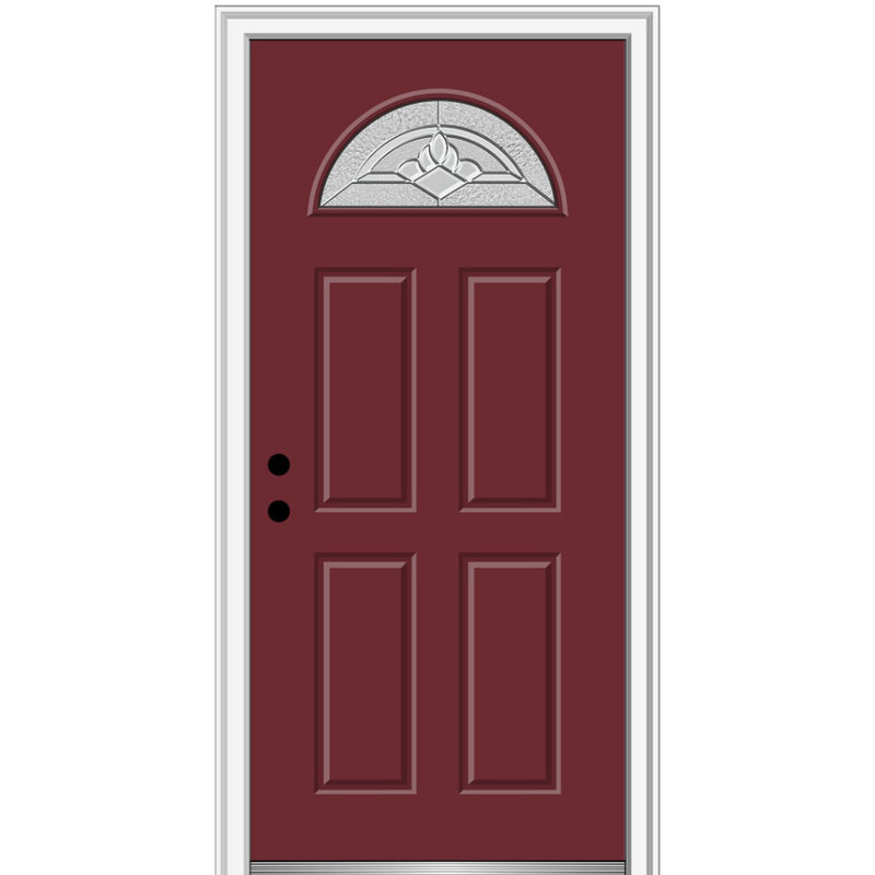 Porte d'entrée pré-suspendue en fibre de verre 1/4 panneau 4 panneaux Grace Grace, H 80 po x l 34 po x P 1,75 po, Noir