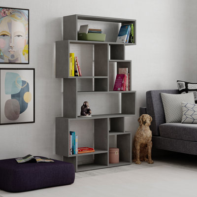 Sandra Bookcase | Asymmetric Freestanding Bookcase with 10 Compartments