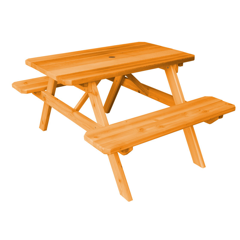 Table de pique-nique rectangulaire, Teinture naturelle, 55 po x 60 po x 30 po