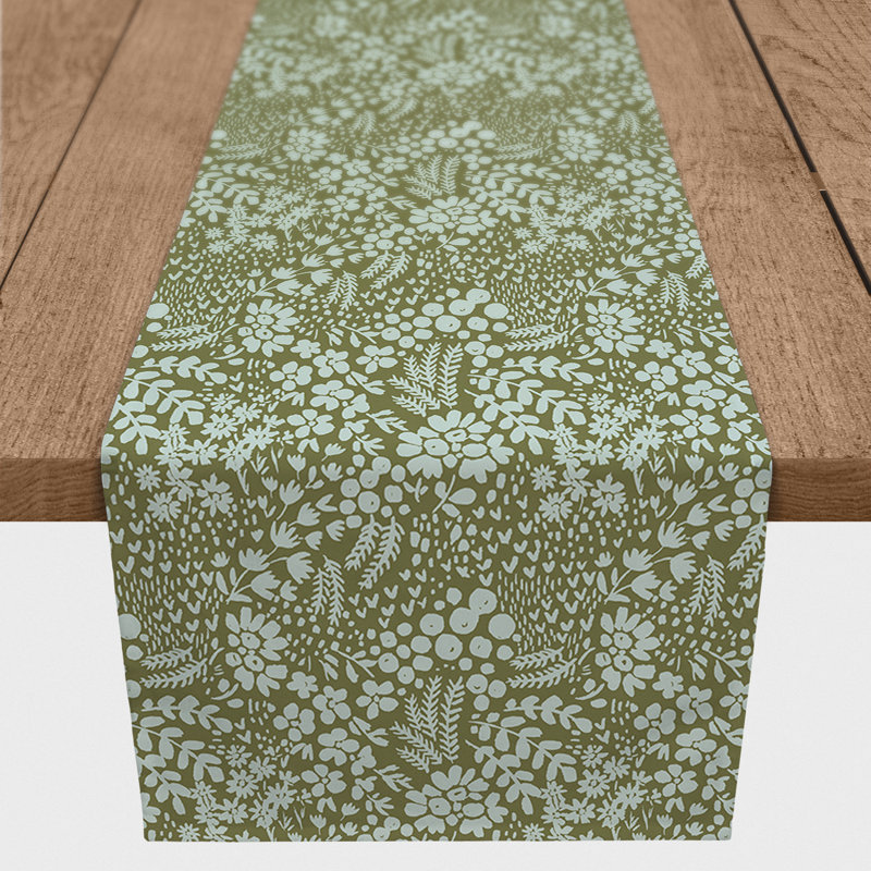 Chemin de table Floral, L 72 po x l 16 po, Vert